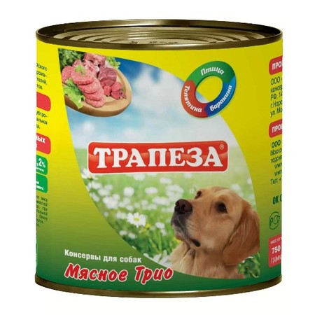 Трапеза Мясное Трио влажный корм для собак - 750 г