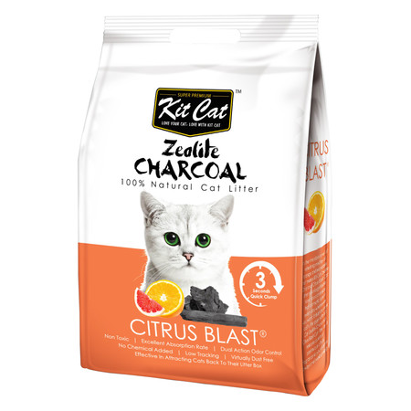 20304c000 Kit Cat Zeolite Charcoal Citrus Blast цеолитовый комкующийся наполнитель с ароматом цитруса - 4 кг