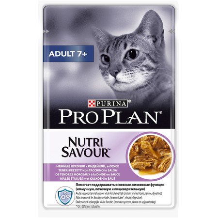 20482c000 Влажный корм Purina Pro Plan Nutri Savour в паучах для взрослых кошек старше 7 лет с индейкой - 85 г х 24 шт