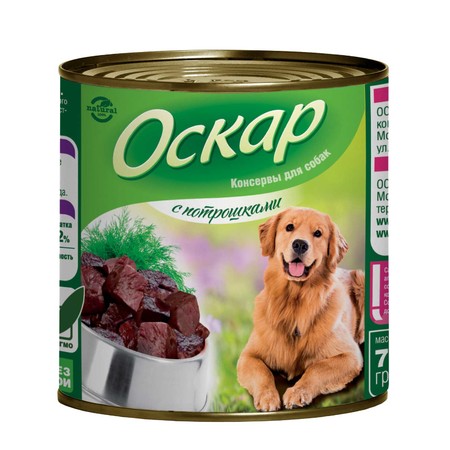 Оскар влажный корм для собак с потрошками - 750 г