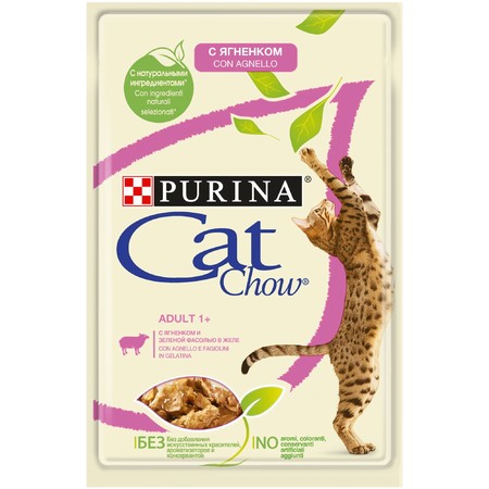 22903c000 Cat Chow Adult паучи для взрослых кошек с ягненком и зеленой фасолью - 85 г