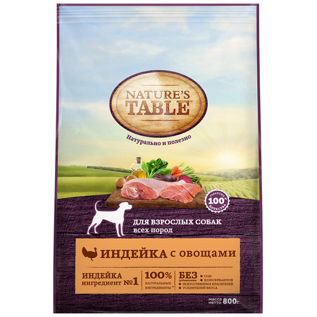 Nature`s Table сухой корм для собак с индейкой и овощами - 800 г