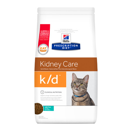 23108c000 Hill's Prescription Diet k/d Kidney Care сухой диетический корм для кошек для поддержания здоровья почек с тунцом