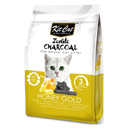 23112c000 Kit Cat Zeolite Charcoal Honey Gold цеолитовый комкующийся наполнитель медовый с золотыми крупинками - 4 кг