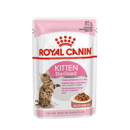 24243c000 Влажный корм Royal Canin Kitten Sterilised для котят кусочки в соусе в паучах - 85 г