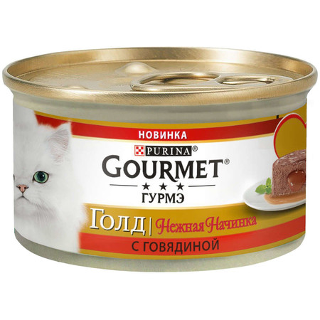 24760c000 Влажный корм Gourmet Gold Нежная начинка для взрослых кошек с говядиной - 85 г