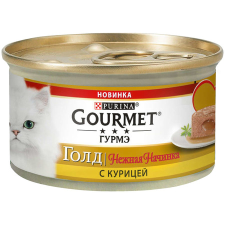 24761c000 Влажный корм Gourmet Gold Нежная начинка для взрослых кошек с курицей - 85 г