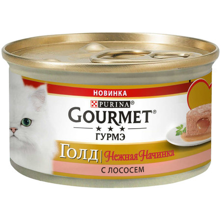 24762c000 Влажный корм Gourmet Gold Нежная начинка для взрослых кошек с лососем - 85 г