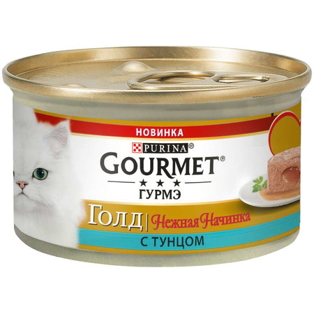 24763c000 Влажный корм Gourmet Gold Нежная начинка для взрослых кошек с тунцом - 85 г