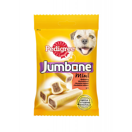 Pedigree Jumbone Mini лакомство в форме косточек с говядиной для взрослых собак мелких пород - 180 г