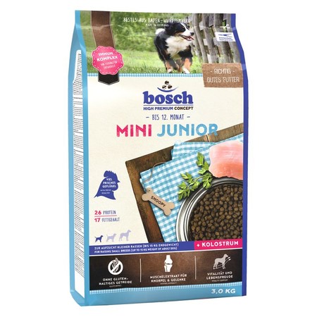 25653c000 Сухой корм Bosch Mini Junior для щенков мелких пород с мясом домашней птицы - 3 кг