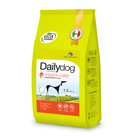 25845c000 Сухой корм Dailydog Adult Small Breed Turkey and Rice для взрослых собак мелких пород с индейкой и рисом - 1