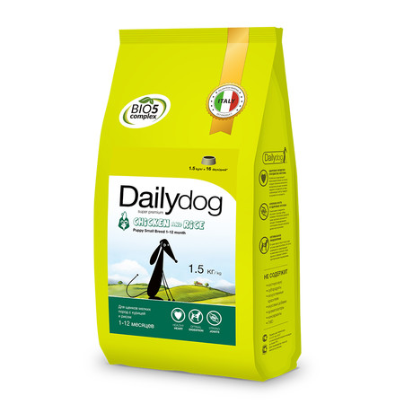 25846c000 Сухой корм Dailydog Puppy Small Breed Chicken and Rice для щенков мелких и миниатюрных пород с курицей и рисом - 1