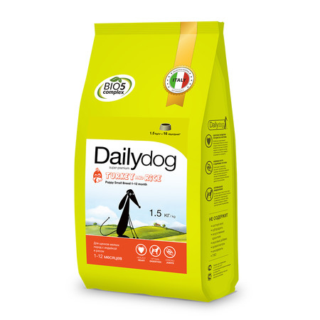 25847c000 Сухой корм Dailydog Puppy Small Breed Turkey and Rice для щенков мелких и миниатюрных пород с индейкой и рисом - 1