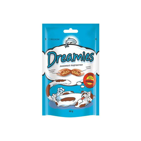 25852c000 Dreamies лакомые подушечки для кошек с лососем 60 г