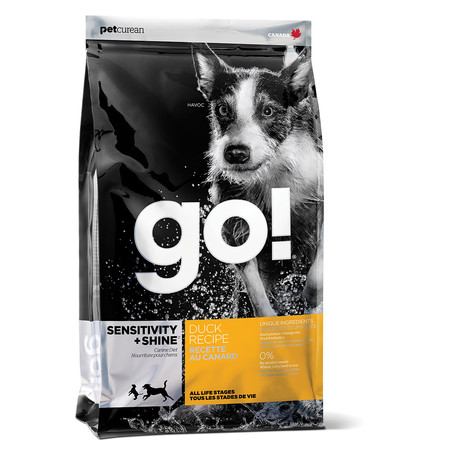 GO! Sensitivity + Shine сухой беззерновой корм для щенков и собак с чувствительным пищеварением с уткой и овсянкой