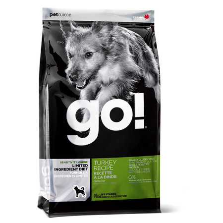 GO! Sensitivity + Shine сухой беззерновой корм для щенков и собак с чувствительным пищеварением с индейкой