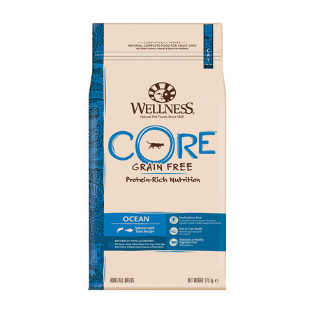 Беззерновой cухой корм Wellness Core Ocean для взрослых кошек с лососем и тунцом - 1