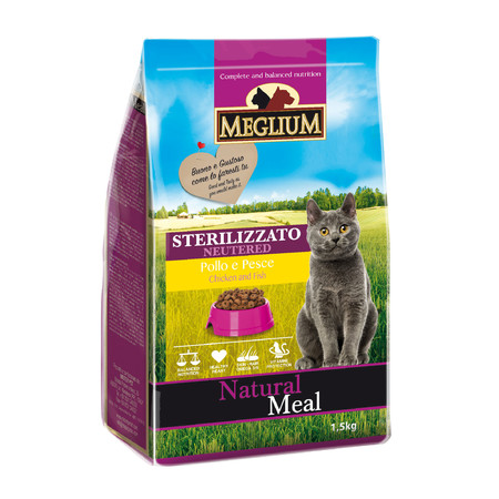 Сухой корм Meglium Neutered для стерилизованных кошек с курицей и рыбой - 1