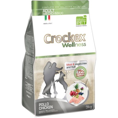 Сухой корм Crockex Wellness для взрослых собак средних и крупных пород с курицей и рисом - 3 кг