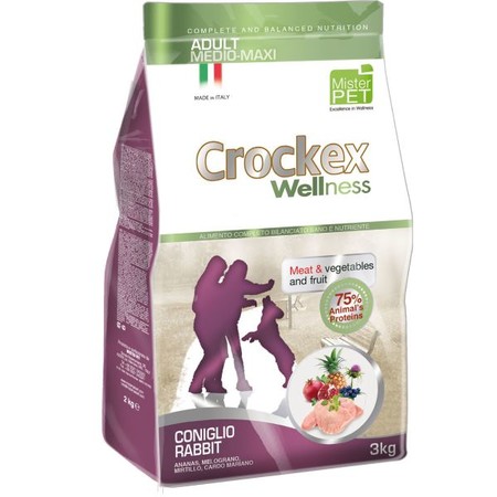 Сухой корм Crockex Wellness для взрослых собак средних и крупных пород с кроликом и рисом - 3 кг