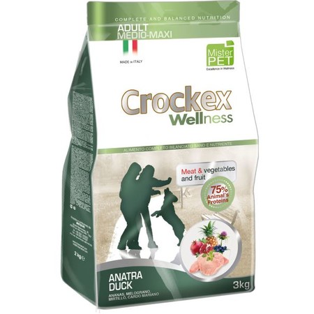 Сухой корм Crockex Wellness для взрослых собак средних и крупных пород с уткой и рисом - 3 кг