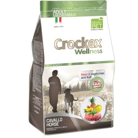Сухой корм Crockex Wellness для взрослых собак средних и крупных пород с кониной и рисом