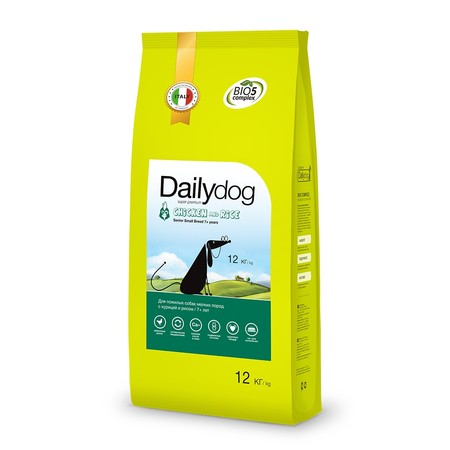 26125c000 Сухой корм Dailydog Senior Small Breed Chicken and Rice для пожилых собак мелких пород с курицей и рисом