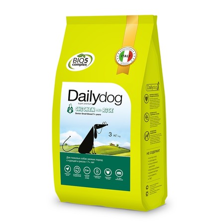 26126c000 Сухой корм Dailydog Senior Small Breed Chicken and Rice для пожилых собак мелких пород с курицей и рисом - 3 кг