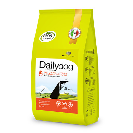 26127c000 Сухой корм Dailydog Senior Small Breed Turkey and Rice для пожилых собак мелких пород с индейкой и рисом - 1