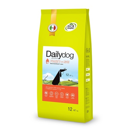 26128c000 Сухой корм Dailydog Senior Small Breed Turkey and Rice для пожилых собак мелких пород с индейкой и рисом