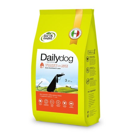 26129c000 Сухой корм Dailydog Senior Small Breed Turkey and Rice для пожилых собак мелких пород с индейкой и рисом - 3 кг