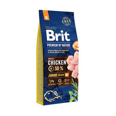 Brit Premium by Nature Junior M сухой корм для щенков средних пород с курицей - 15 кг