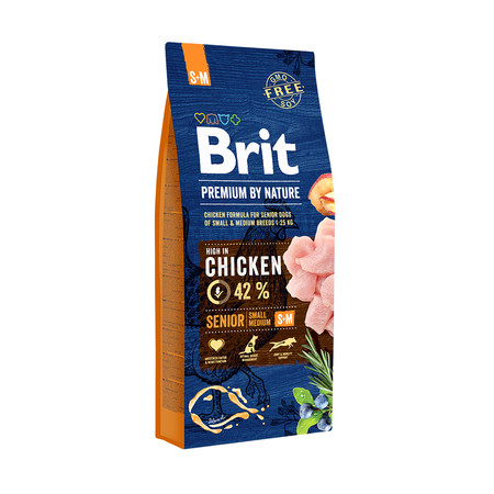 Brit Premium by Nature Senior S+M сухой корм для пожилых собак мелких и средних пород с курицей