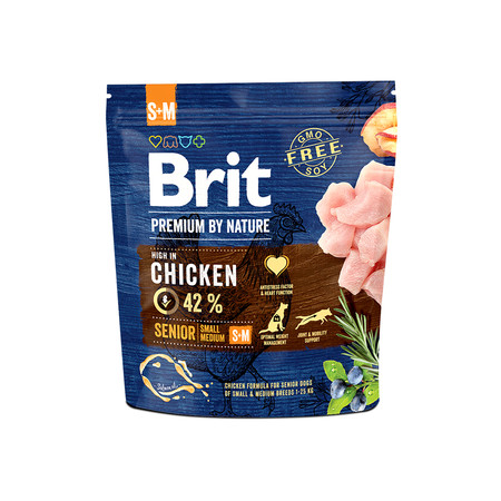 26204c000 Brit Premium by Nature Senior S+M сухой корм для пожилых собак мелких и средних пород с курицей - 1 кг