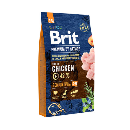 26223c000 Brit Premium by Nature Senior S+M сухой корм для пожилых собак мелких и средних пород с курицей - 8 кг