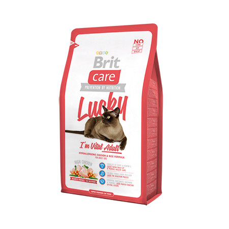 Brit Care Cat Lucky Vital Adult для взрослых кошек с курицей и рисом 2 кг