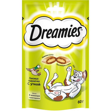 Dreamies лакомые подушечки для кошек с уткой 60 г