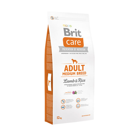 26366c000 Сухой корм Brit Care Adult Medium Breed Lamb & Rice для взрослых собак средних пород с ягненком и рисом - 12 кг