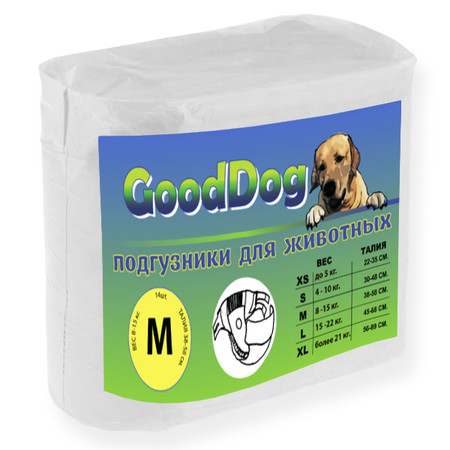 GoodDog подгузники для собак размер M 14 шт/уп 43*30 см