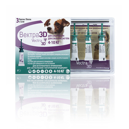 Vectra 3D капли инсектоакарицидные для собак 4-10 кг