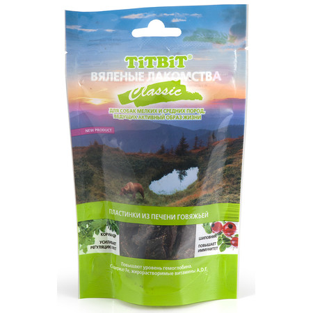 26969c000 Titbit вяленые лакомства пластинки из печени говяжьей Classic 60 г