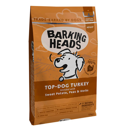 Сухой беззерновой корм Barking Heads Top-Dog Turkey для взрослых собак с индейкой и бататом - 12 кг