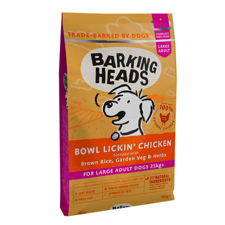 Сухой корм класса холистик Barking Heads До последнего кусочка для взрослых собак крупных пород с курицей и рисом - 12 кг