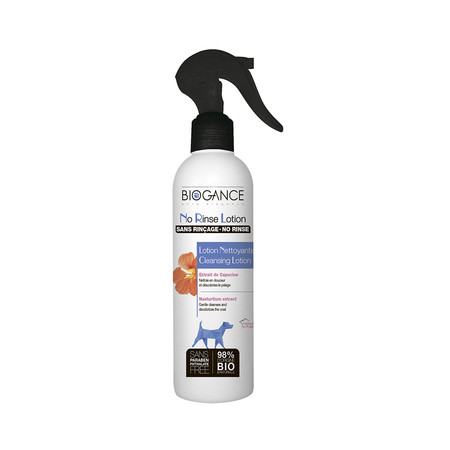 Очищающий BIO-лосьон Biogance No Rinse Lotion с экстрактом настурции для бережной сухой очистки шерсти собак (эффект чистой шерсти без мытья) - 250 мл