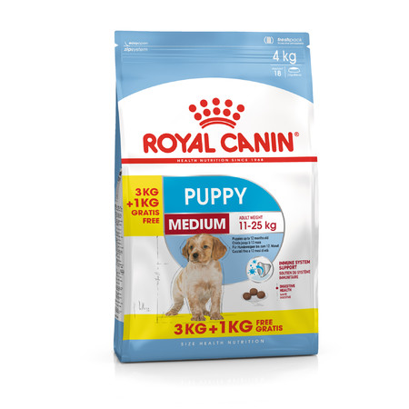 Сухой корм Royal Canin Medium Puppy для щенков средних пород с курицей - 3 кг + 1 кг в подарок