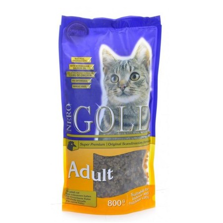 Nero gold cat adult chicken 32/18 корм для кошек с курицей 800 гр.