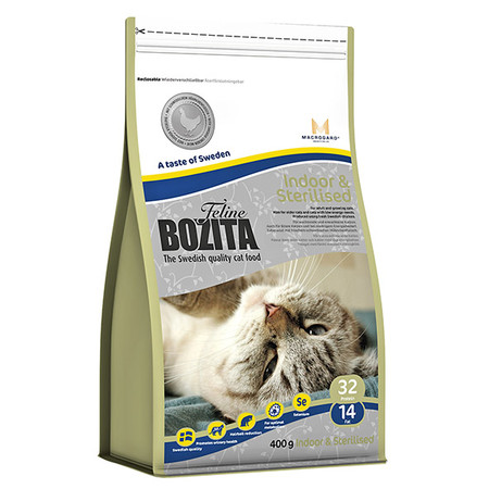 27498c000 Bozita Feline Indoor & Steralised сухой корм для домашних и стерилизованных кошек с курицей - 400 г