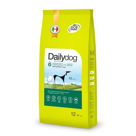 27736c000 Сухой корм Dailydog Adult Large Breed Chicken and Rice для взрослых собак крупных пород с курицей и рисом - 12 кг