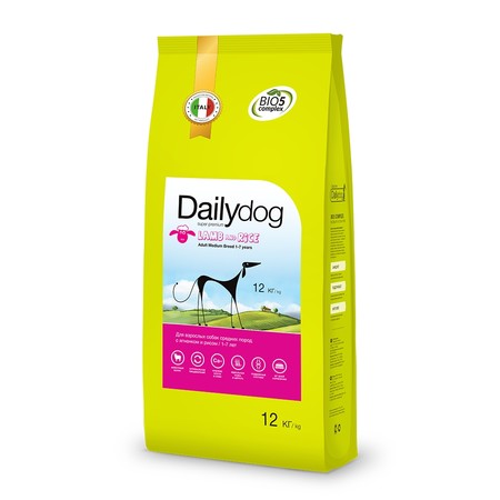 27740c000 Сухой корм Dailydog Adult Medium Breed lamb and rice для взрослых собак средних пород с ягненком и рисом - 12 кг